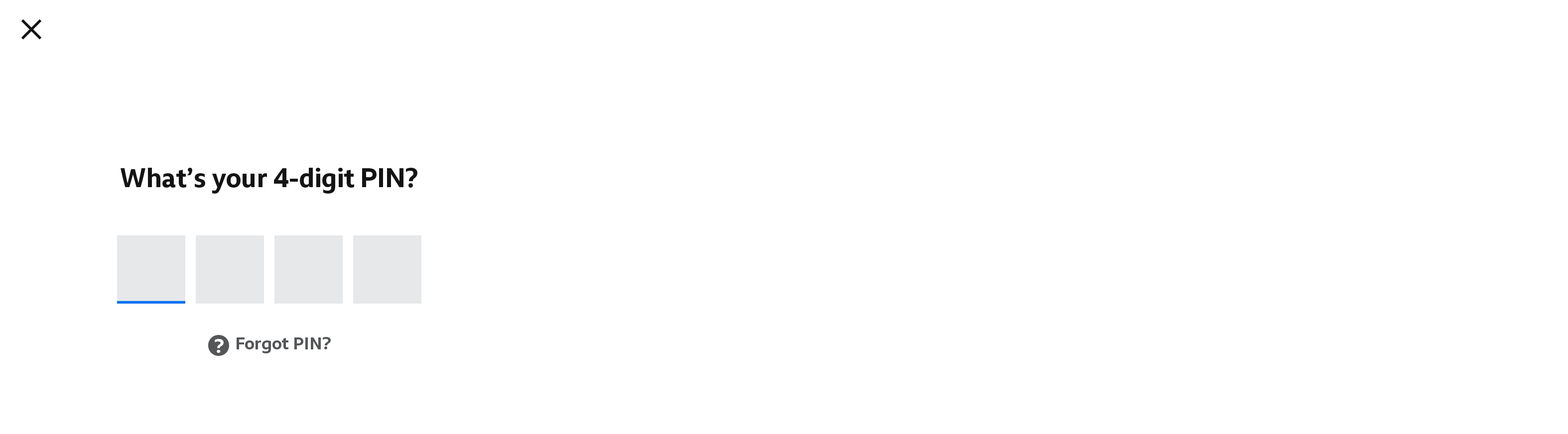 Image of the mobile app screen when a child profile is trying to switch to an adult profile. The PIN is being requested