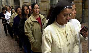 Voters in Bogota