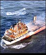 Cargo ship at sea 