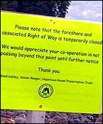 Beach closed sign