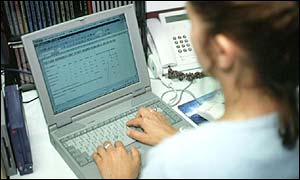 Woman on a computer