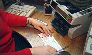 Woman with cheque