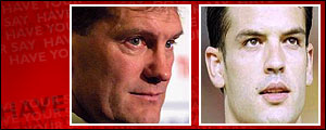 Spurs boss Glenn Hoddle (left) is still after Real's Morientes 