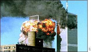 World Trade Center on fire, 11 September