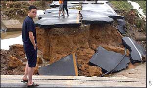 Collapsed road
