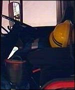 Inside fire engine