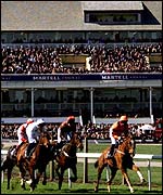 Horses running at Aintree