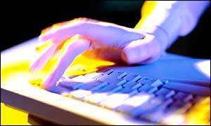 Hand on keyboard