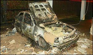 Burned out car