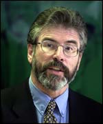 Gerry Adams was addressing a public meeting in Belfast