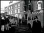 Emergency services outside the burnt-out house