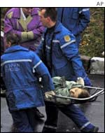 Unconscious person carried from Moscow theatre siege 