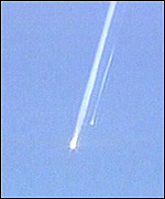 Multiple trails from the shuttle