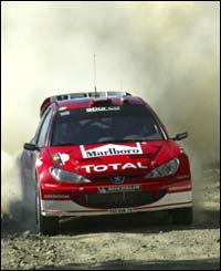 Richard Burns in action during the first leg of the Rally of Cyprus
