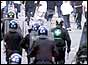 The stand-off between rioters and the police