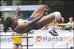 Great Britain's Denise Lewis in action during the high jump at the European Cup of Combined events in Tallinn, Estonia