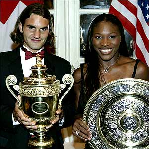 Wimbledon champions Roger Federer and Serena Williams