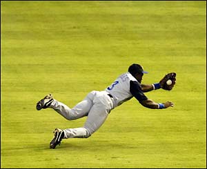 Carlos Febels makes a diving stop