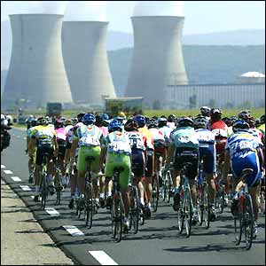 Stage seven of the Tour de France sees the peloton passing a nuclear power plant en route from Lyon to Morzine-Avoriaz