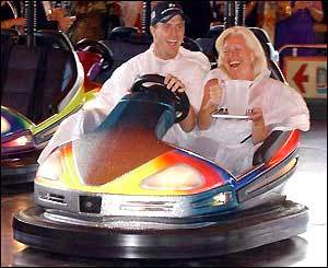 Ralf Schumacher enjoys the dodgems at the Silverstone ball
