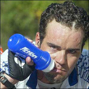 Spain's Aito Gonzalez drinks during the seventh stage of the Tour of Spain cycling race