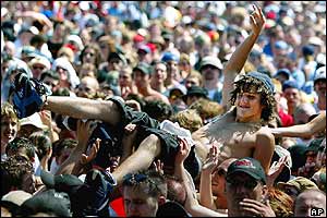 Fan crowd surfing