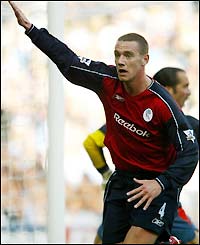 Kevin Nolan celebrates his opening goal