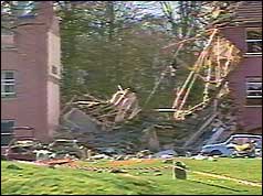 Damaged barracks