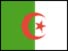 One green and white vertical stripe with red crescent and star in centre 