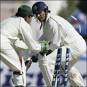 Irfan Pathan is stumped by Kamram Akmal 