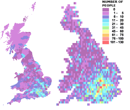 Concentrations of people born in Finland