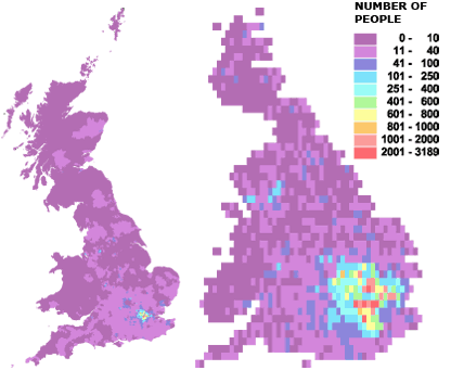 Concentrations of people born in Nigeria