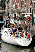 Three men in a boat