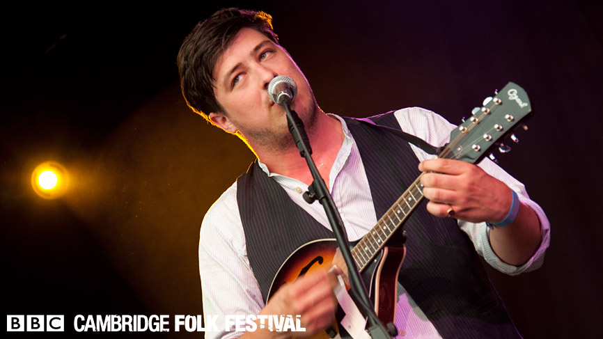 Marcus Mumford of festival openers Mumford And Sons.