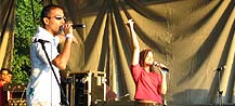 Adil Ray and Sapna Dutta on Stage