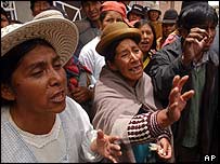 Manifestantes na Bolívia