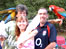 Janie, Ashley, parrots