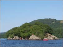 Island on a lake