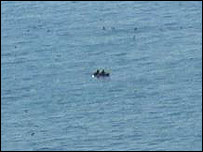 Canoe in the sea