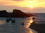 Boats on the water in Bude at sunset