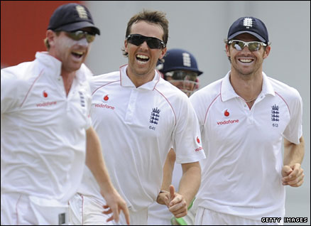 Paul Collingwood, Graeme Swann and James Anderson