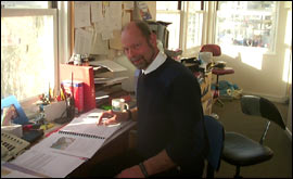 Hugh Bowles studies the harbour plans