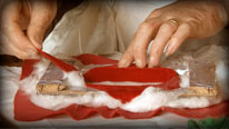 Glue the fabric onto the frame