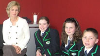 Sally Magnusson and school pupils