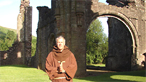 Derek dressed as a monk at Llanthony Priory