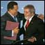 Os presidentes da Venezuela, Hugo Chávez, e do Brasil, Luiz Inácio Lula da Silva, na Cúpula do Mercosul, no Rio de Janeiro