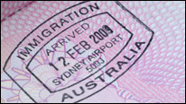 Australian immigration passport stamp
