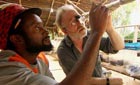 Scientists at expedition base camp