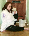 A disgruntled Flash finds herself trapped in the middle of the hall floor, surrounded by wet varnish on all sides