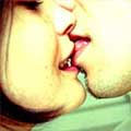 A man and woman kissing